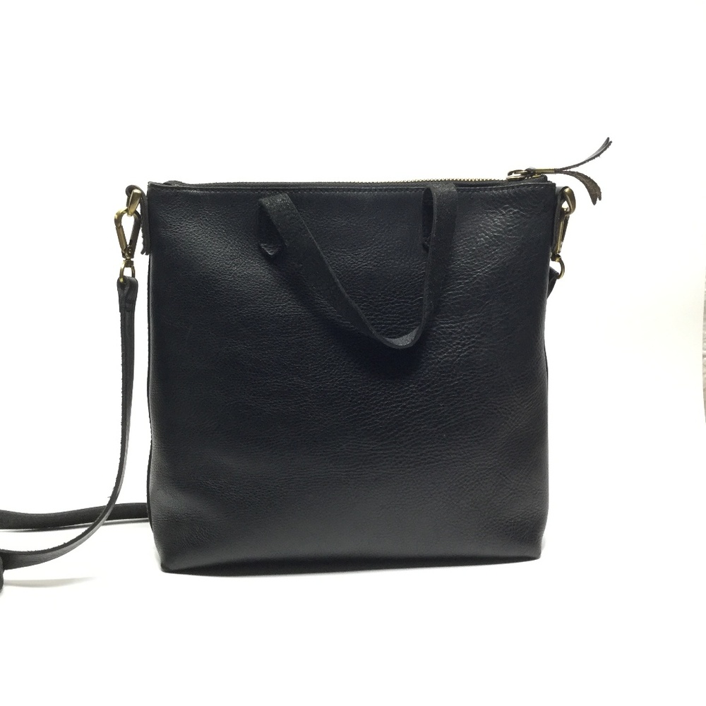 Madewell Zip Top Transport Crossbody Black Leather